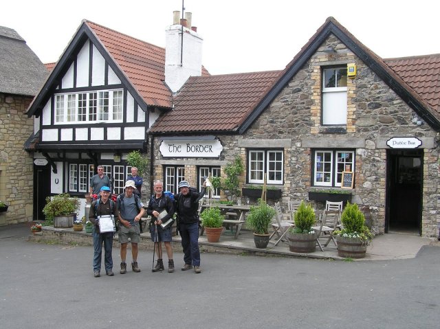 Dick & Richard in the background & Paul, John, Dave & Graham in the fore outside the Border hotel